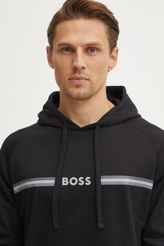 Бавовняна кофта лаунж BOSS 50535854 чорний SS25