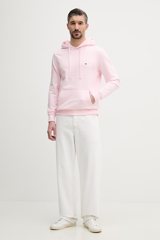 Tommy Hilfiger μπλούζα με κουκούλα ανδρική βαμβακερή MW0MW37235 ροζ SS26