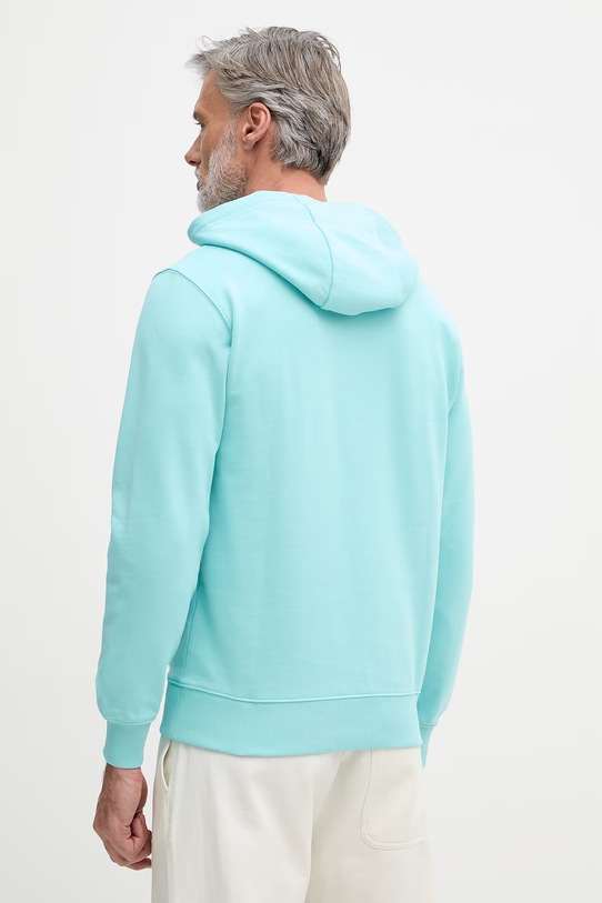 Ρούχα Tommy Hilfiger Μπλούζα με κουκούλα ανδρική βαμβακερή MW0MW37235 τιρκουάζ