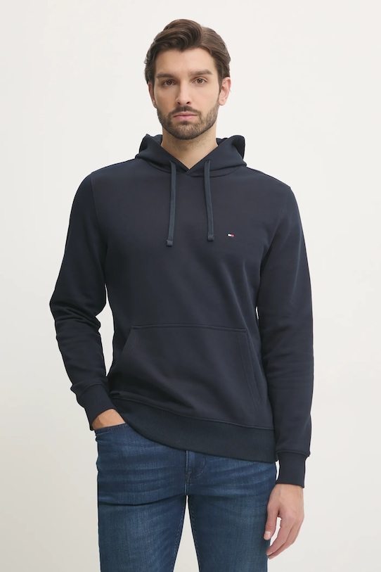 Бавовняна кофта Tommy Hilfiger з капюшоном темно-синій MW0MW37235