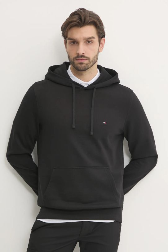 Tommy Hilfiger hanorac de bumbac melanj negru MW0MW37235