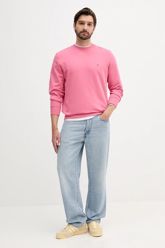 Bavlněná mikina Tommy Hilfiger MW0MW37237 růžová SS25