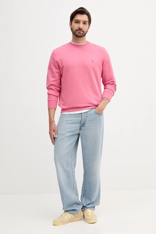 Bavlněná mikina Tommy Hilfiger MW0MW37237 růžová SS25