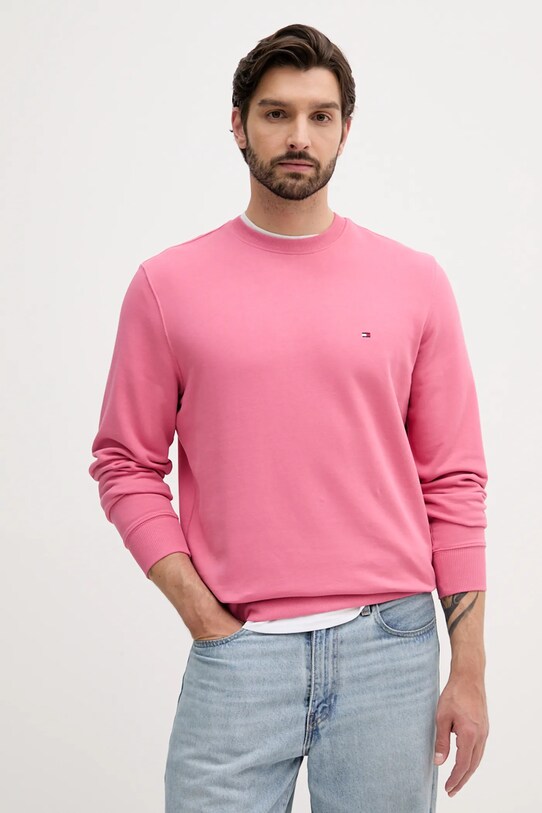Bavlněná mikina Tommy Hilfiger růžová MW0MW37237