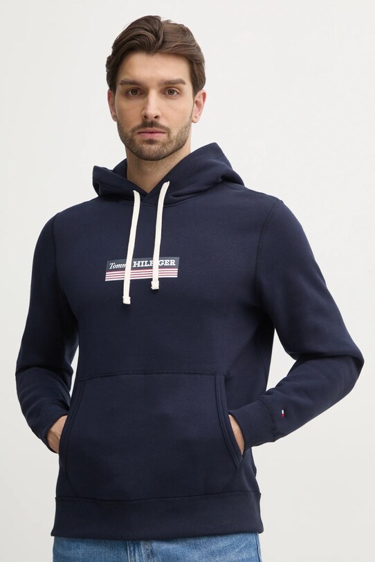 Mikina Tommy Hilfiger s kapucí námořnická modř MW0MW38331