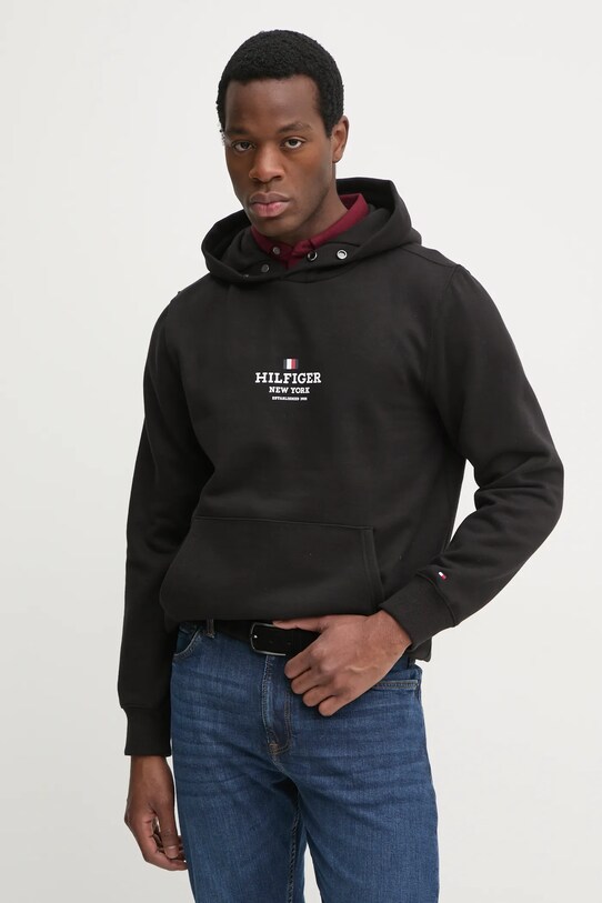 Mikina Tommy Hilfiger s kapucí černá MW0MW39050