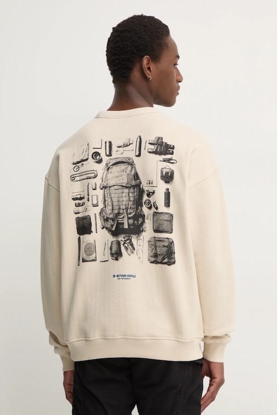 G-Star bluza bawełniana nadruk beżowy D25135.D557