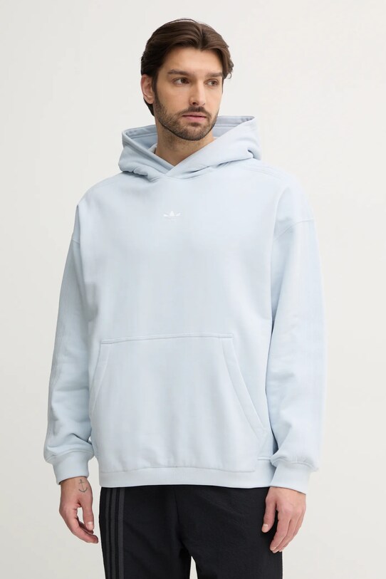 Хлопковая кофта adidas Originals Essential с капюшоном голубой JD3300