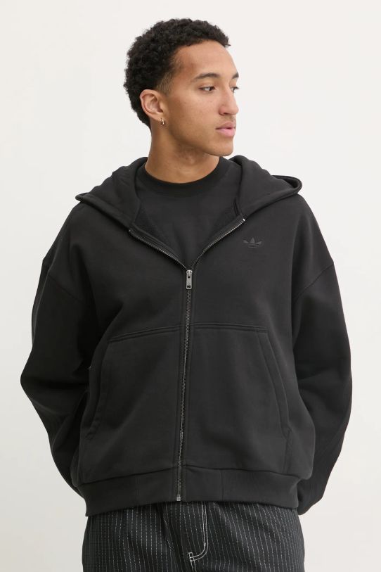 Bavlněná mikina adidas Originals Essential s kapucí černá JC9579