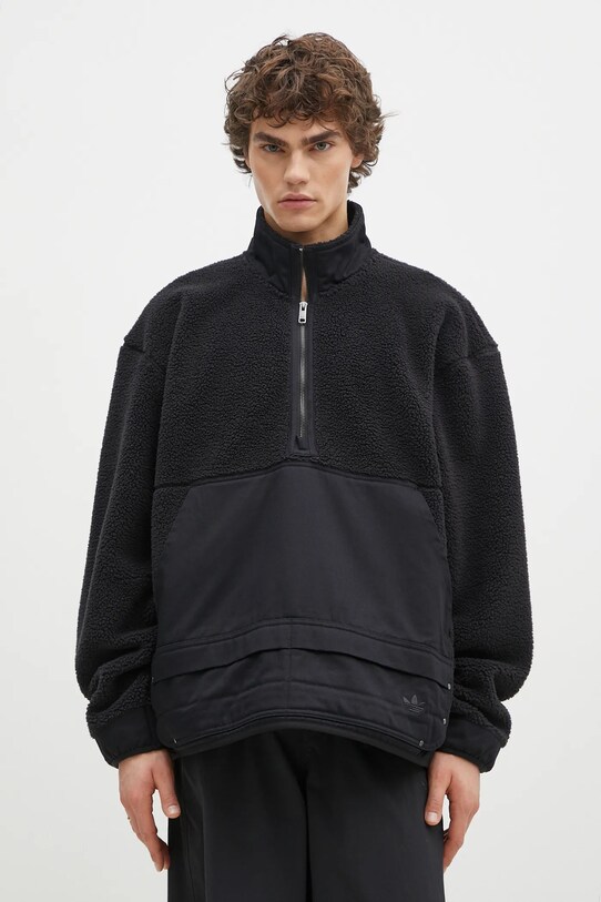 adidas Originals bluza polarowa Essential bez kaptura czarny JC9596