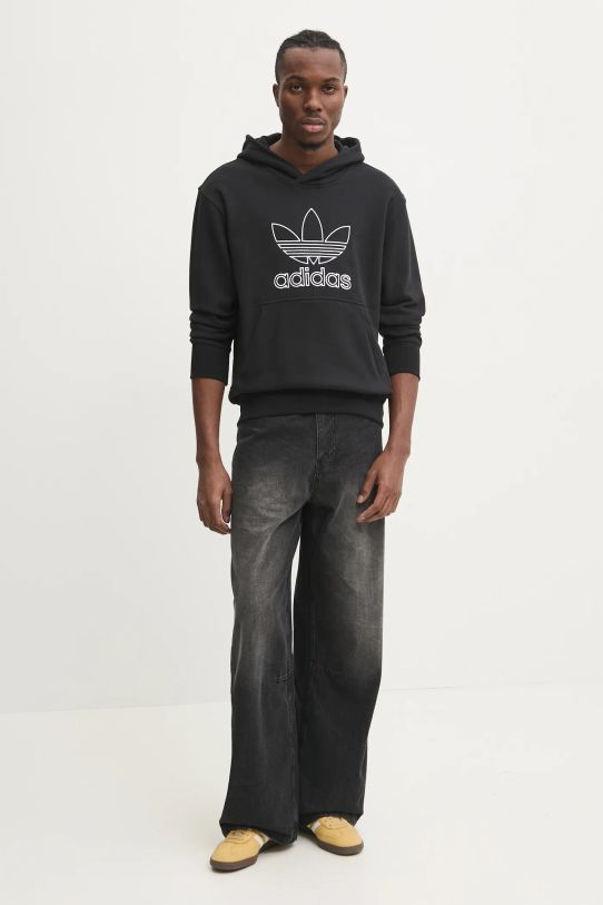 Памучен суичър adidas Originals OUTL TREF HDY памук черен JP1079