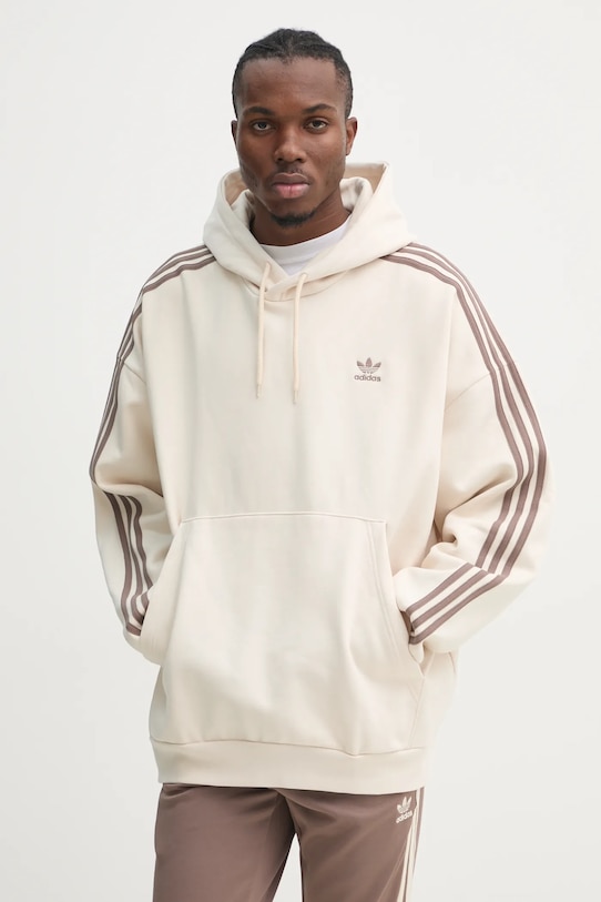 Суичър adidas Originals BAGGY HOODIE с качулка бежов JP1073