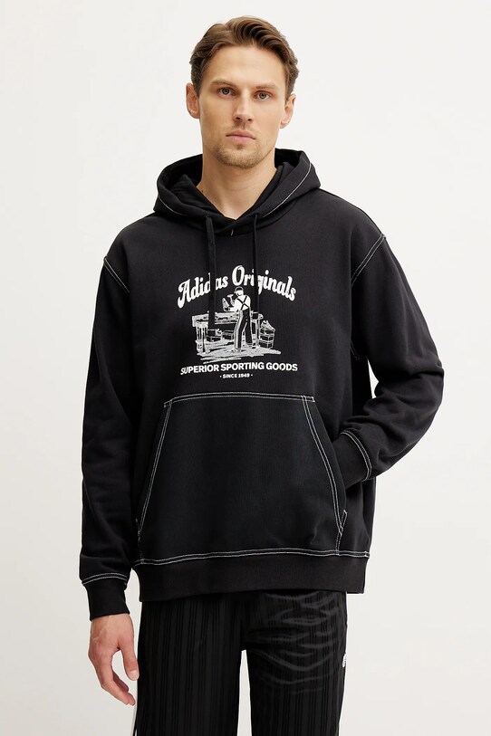 Bombažen pulover adidas Originals Wabash Potisk črna JP4483