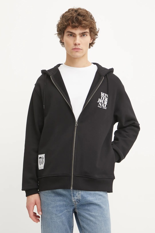 Βαμβακερή μπλούζα Samsoe Samsoe στάμπα μαύρο M24400010