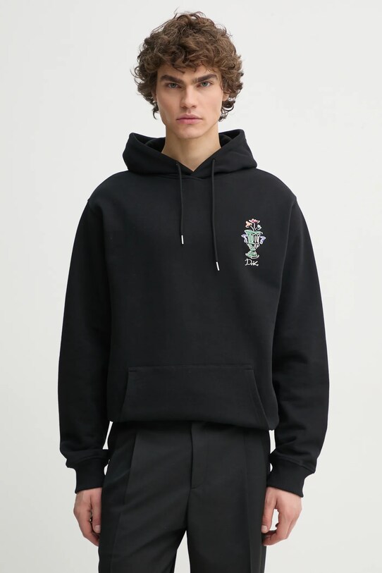 Хлопковая кофта Drôle de Monsieur Le Hoodie Vase с капюшоном чёрный F.HO174.CO127.BL