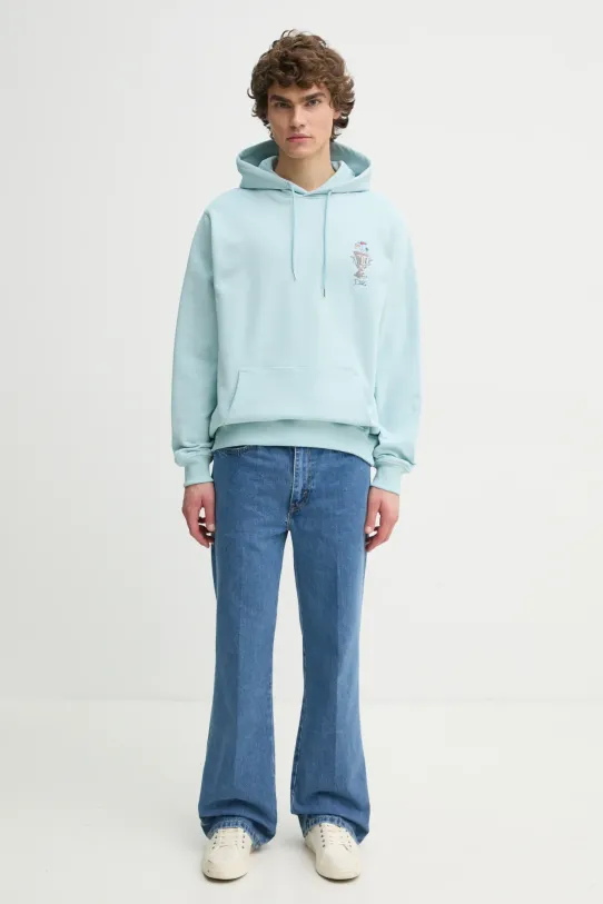 Drôle de Monsieur bluza bawełniana Le Hoodie Vase bawełna turkusowy F.HO174.CO127.LBE