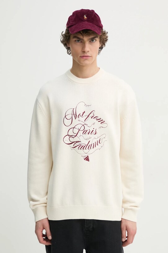 Шерстяной свитер Drôle de Monsieur Le Pull Slogan Vignes шерсть бежевый F.PO178.WO023.CM