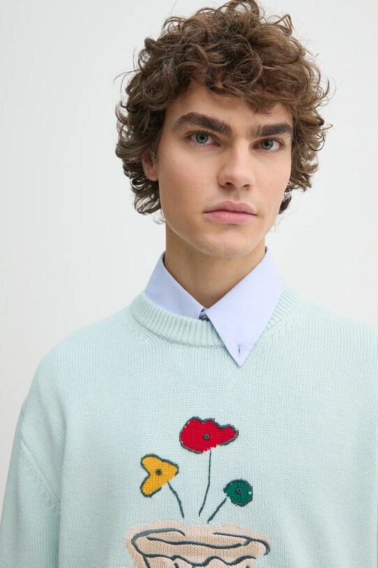 Одяг Вовняний светр Drôle de Monsieur La Maille Vase F.PO174.WO023.LBE бірюзовий