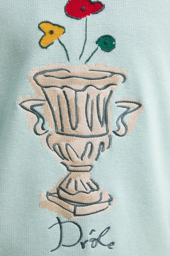 Вовняний светр Drôle de Monsieur La Maille Vase бірюзовий F.PO174.WO023.LBE