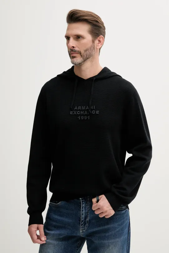 Vuneni pulover Armani Exchange natpis mornarsko plava XM000694.AF11982