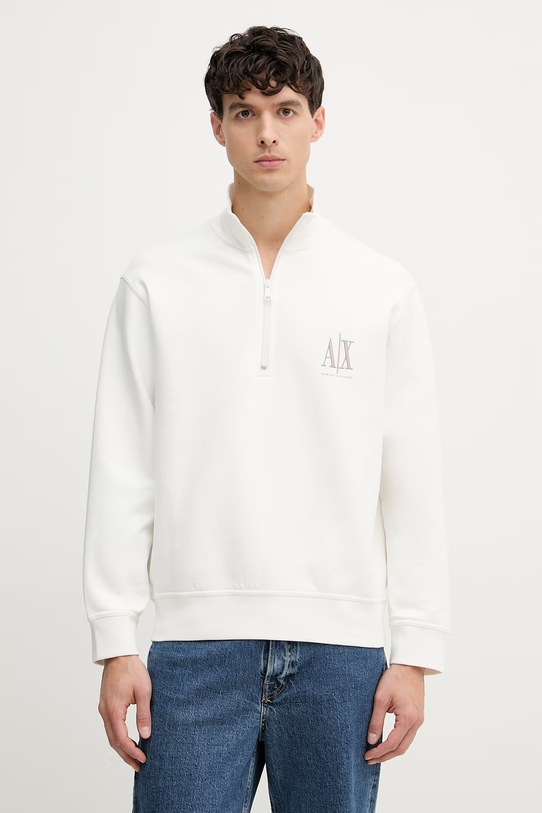 Armani Exchange mikina na zips pánska bavlnená béžová XM000370.AF10818.NOS