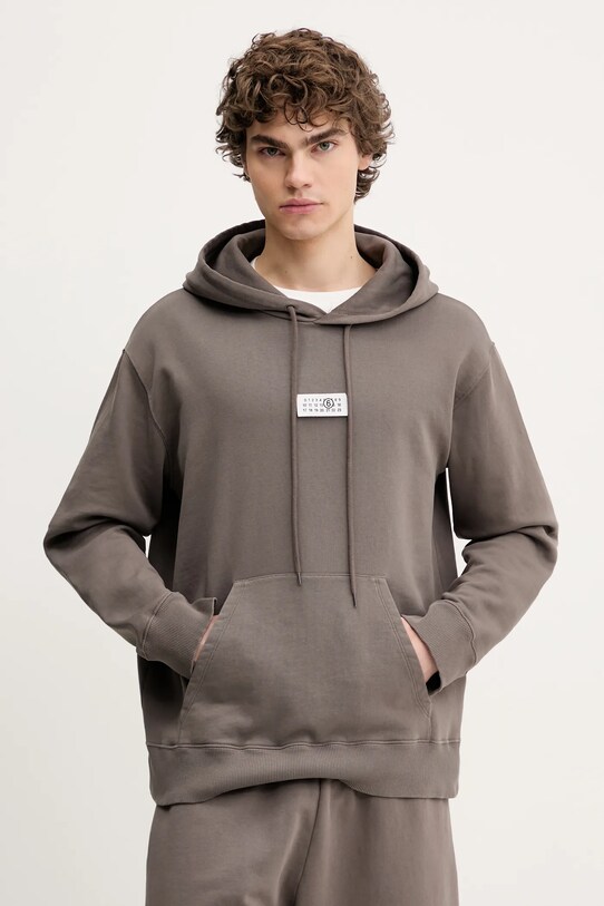 MM6 Maison Margiela hanorac de bumbac imprimeu maro SH0GU0018