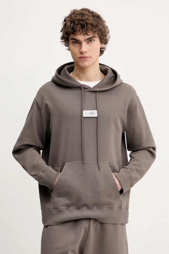 Bavlnená mikina MM6 Maison Margiela bavlna hnedá SH0GU0018