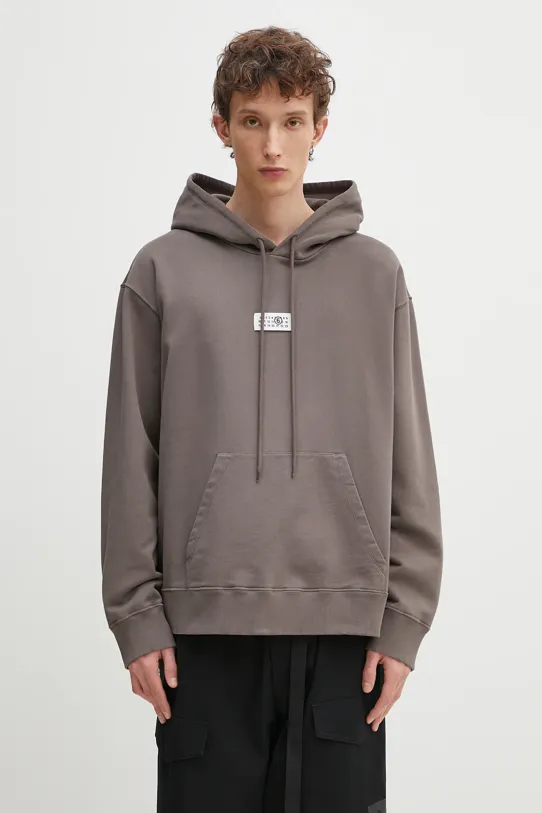 Памучен суичър MM6 Maison Margiela щампа кафяв SH0GU0018