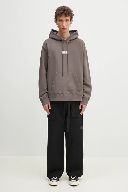 Памучен суичър MM6 Maison Margiela SH0GU0018 кафяв