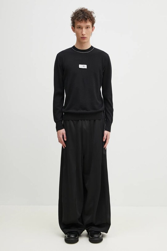 Μάλλινο πουλόβερ MM6 Maison Margiela SH0HL0017 μαύρο