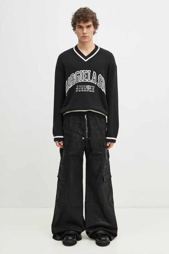 Πουλόβερ με προσθήκη μαλλιού MM6 Maison Margiela SH0HN0002 μαύρο