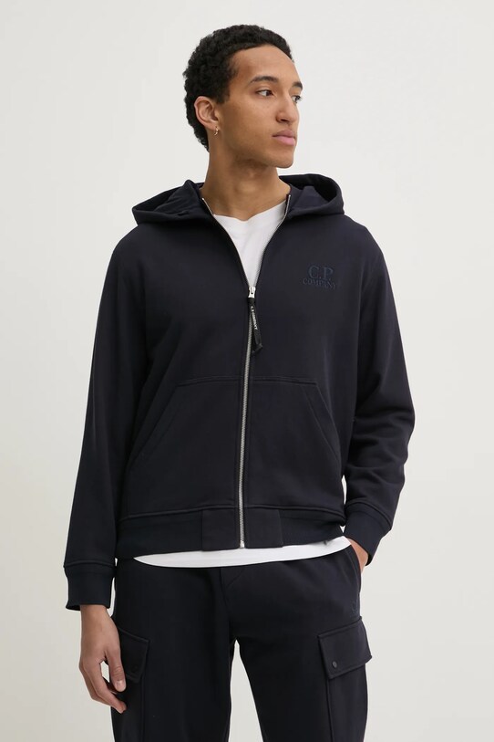 C.P. Company bluza bawełniana z kapturem granatowy 18CMSS044A005086W