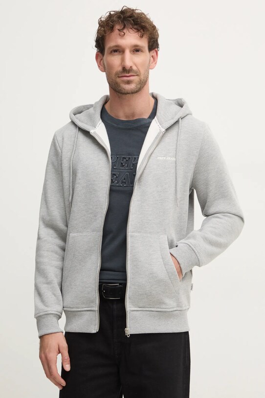 Кофта Pepe Jeans DAMIAN ZIP з капюшоном сірий PM582752