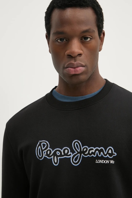 Pepe Jeans hanorac de bumbac DORIAN CREW negru PM582757