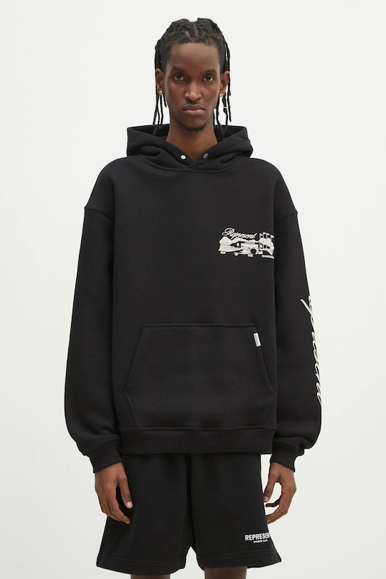 Clothing Represent cotton sweatshirt Raceway Hoodie MLM41062.01 black