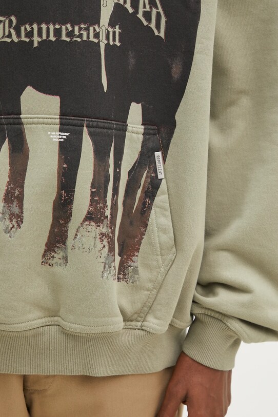 Бавовняна кофта Represent Thoroughbred Hoodie зелений MLM41134.066