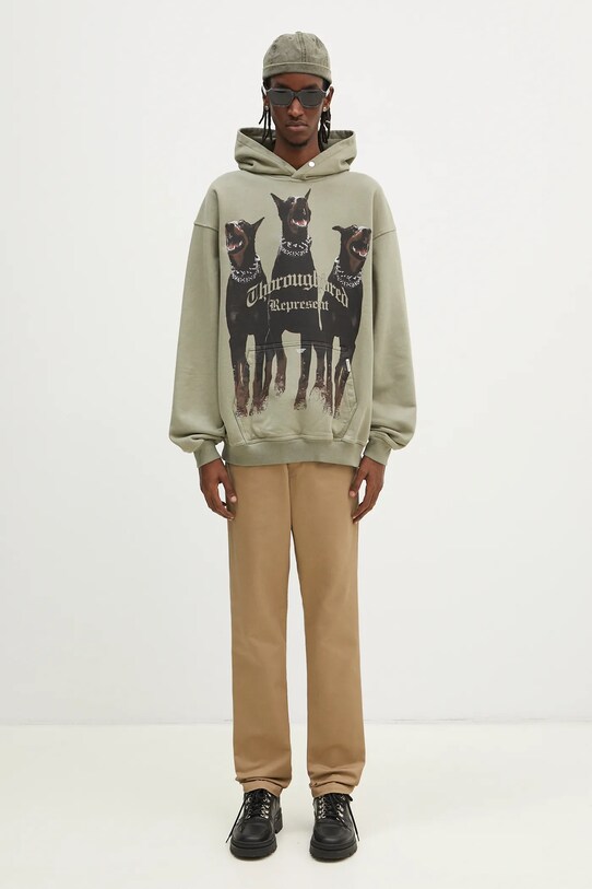 Бавовняна кофта Represent Thoroughbred Hoodie MLM41134.066 зелений
