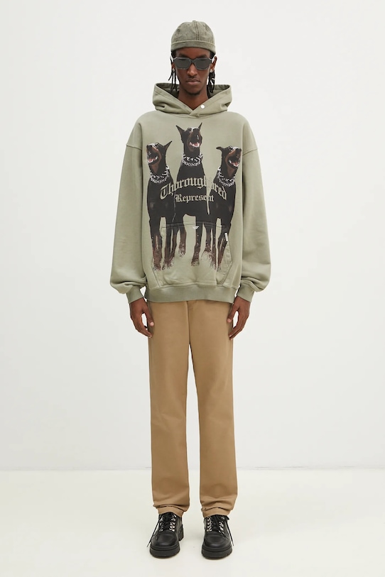 Бавовняна кофта Represent Thoroughbred Hoodie MLM41134.066 зелений