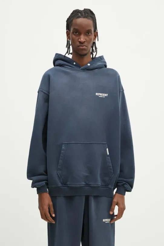 Pamučna dukserica Represent Owners Club Hoodie print plava OCM41113.224