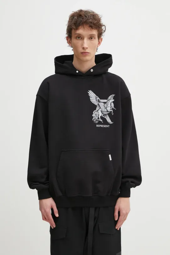 Bavlněná mikina Represent Elegance In Motion Hoodie potisk černá MLM41065.01