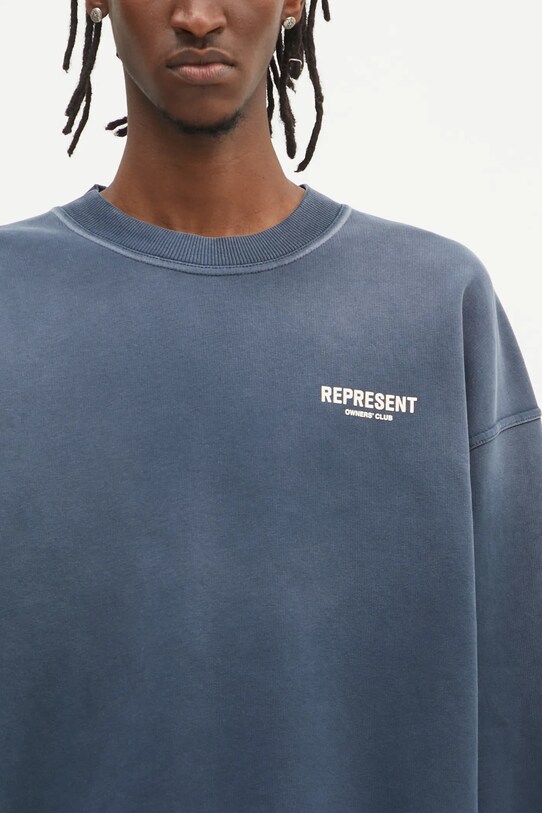 Βαμβακερή μπλούζα Represent Owners Club Sweater σκούρο μπλε OCM41115.224