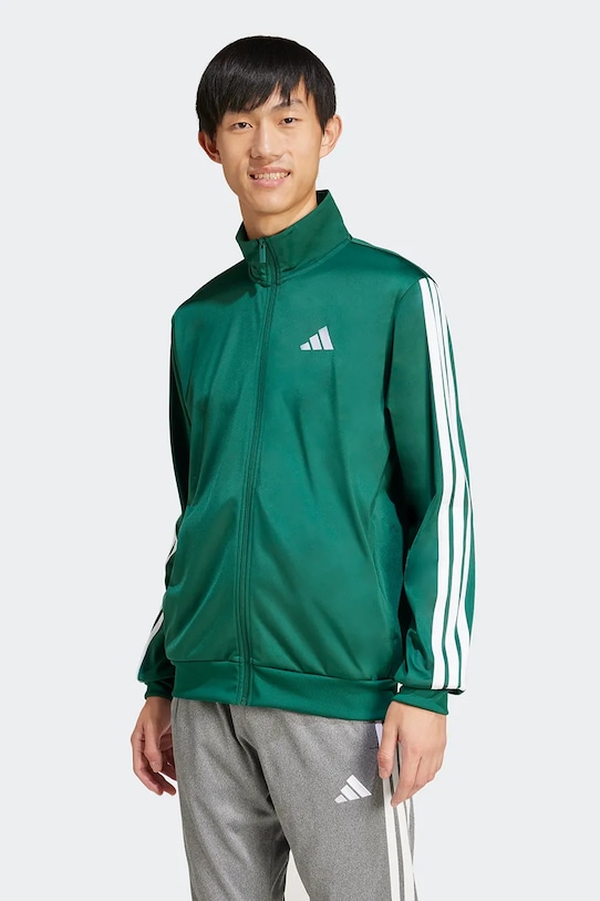 Mikina adidas 3-Stripes bez kapuce zelená JI8821