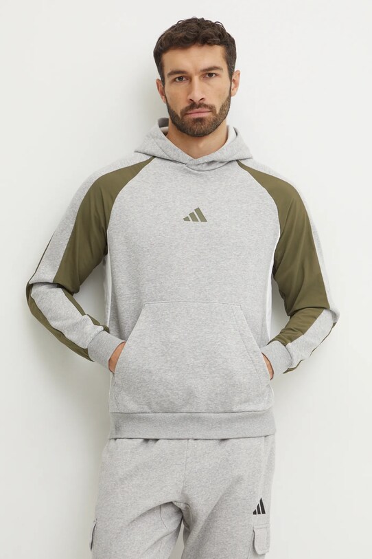 Mikina adidas Essential Colorblock s kapucí šedá JC6185