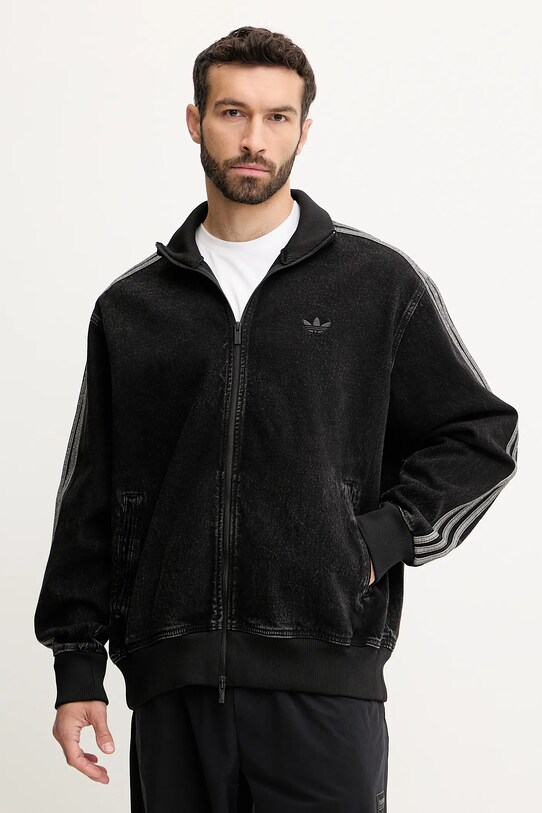 adidas Originals geacă jeans Adicolor Denim Firebird Track Top cu captuseala negru JC6717