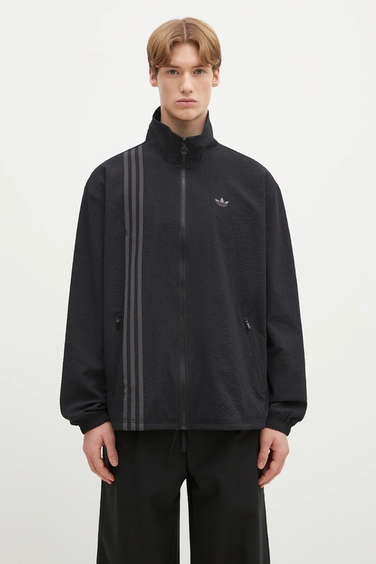 adidas Originals bluză Fashion Seersucker Firebird Track Top uni negru JC7416