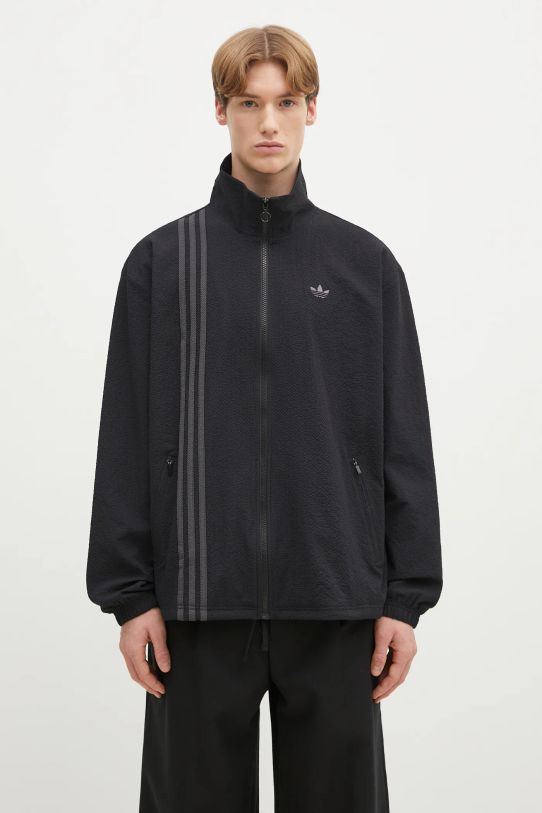 Dukserica adidas Originals Fashion Seersucker Firebird Track Top bez uzorka crna JC7416