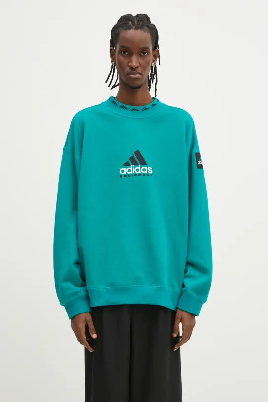 Mikina adidas Originals Equipment Reflective Crew Neck nášivka tyrkysová JN7146