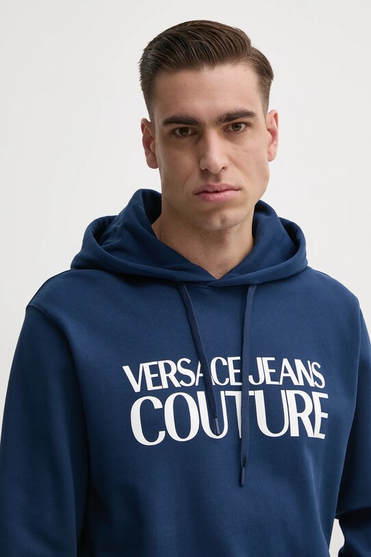 Βαμβακερή μπλούζα Versace Jeans Couture σκούρο μπλε 78GAIE05.CF00E