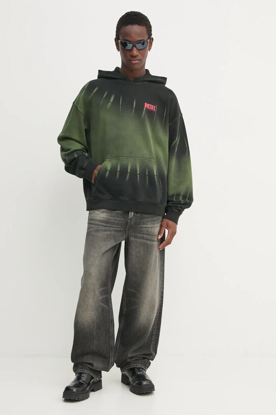 Diesel bluză S-BOXT-HOOD-R2 SWEAT-SHIRT A16123.0SLBP verde SS25