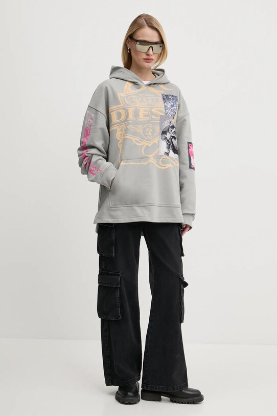 Бавовняна кофта Diesel S-BAXT-HOOD-R1 SWEAT-SHIRT A16171.0BMBJ сірий SS25